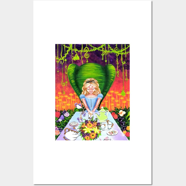 Alice In Wonderland at the Mad Hatter Tea Party Wall Art by hallieodom